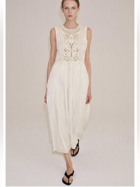 ZARA NEW WOMAN ZW COLLECTION EMBROIDERED MIDI DRESS